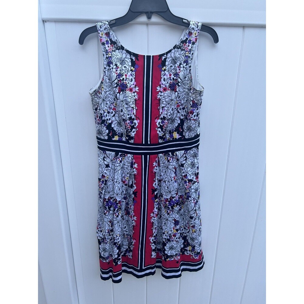 New York & Co. Women’s 8 Summer Dress Floral Multicolor Back Zip Fit And Flare
